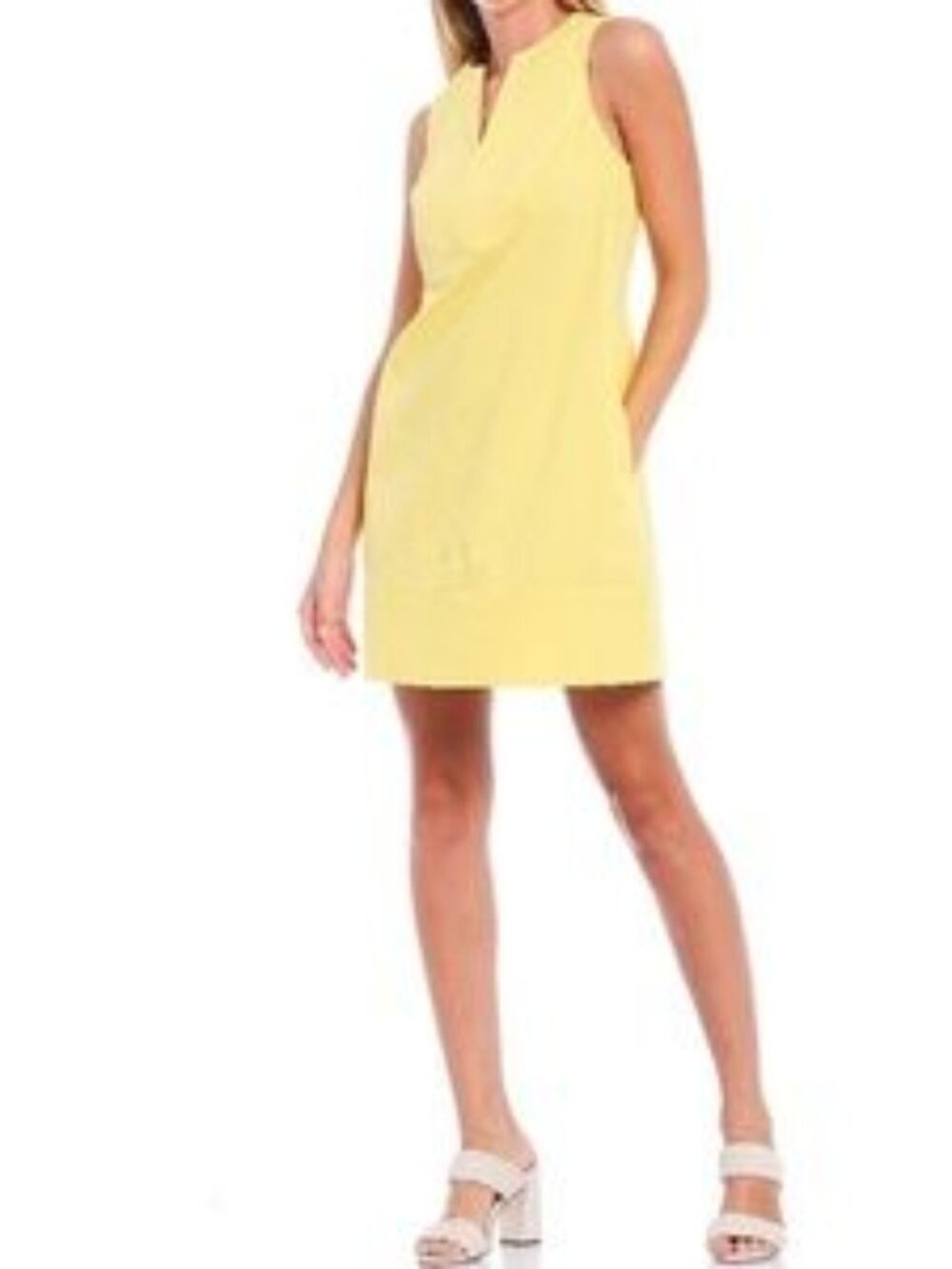 Cremieux Sleeveless Pull-over Yellow Seersucker Midi Dress Size Medium NWT